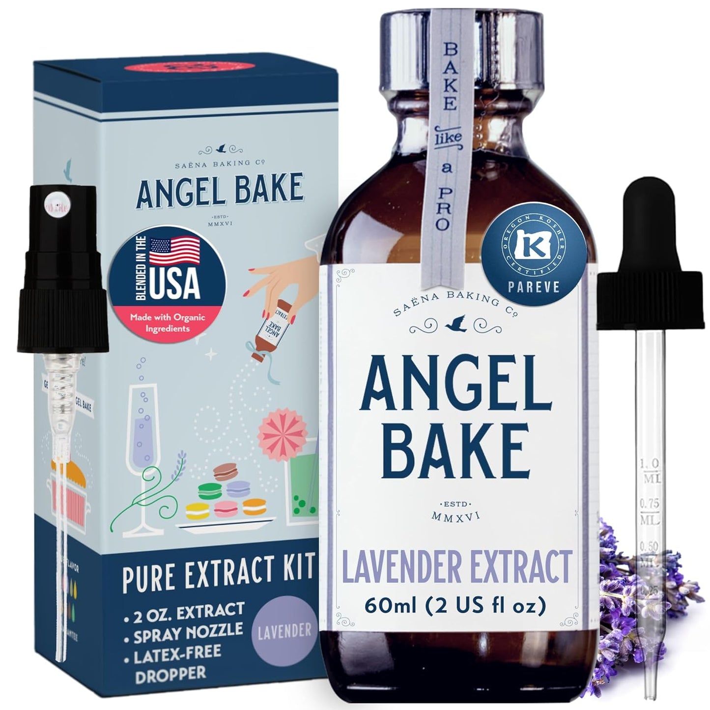 Pure Bulgarian Lavender Extract For Baking And Mixology. Culinary Aromatics With Spritzer And Dropper. Keto Friendly, Vegan, Gluten Free. (Lavender, 2 Oz w/ Spritzer & Dropper)