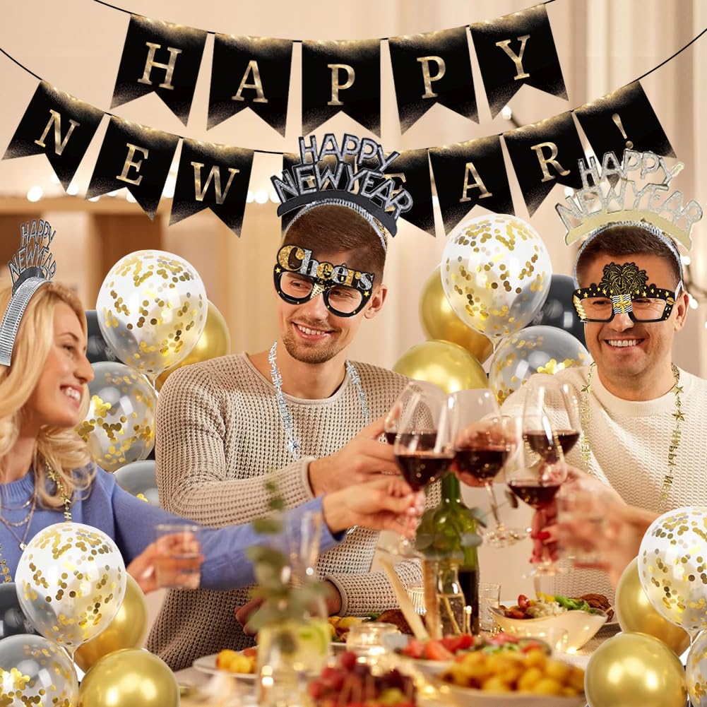 Happy New Year Eve Party Supplies 2027– Complete New Years Decorations Set with Happy New Year