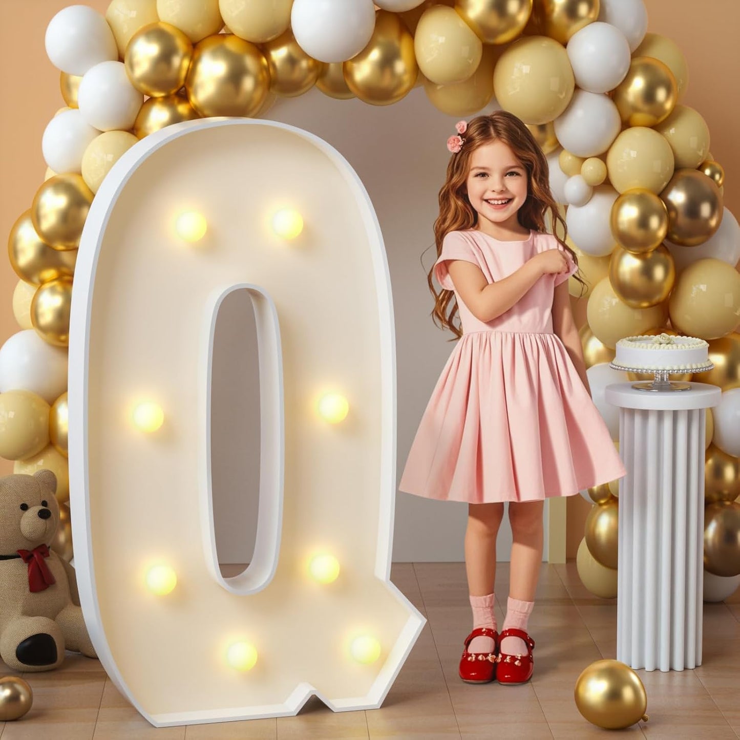 imprsv Marquee Light Up Letters, 3FT Mosaic Letters with Light for Baby Shower Graduation Party Decor, Large Q for Engagement Wedding Party Decorations (Need to Assemble)