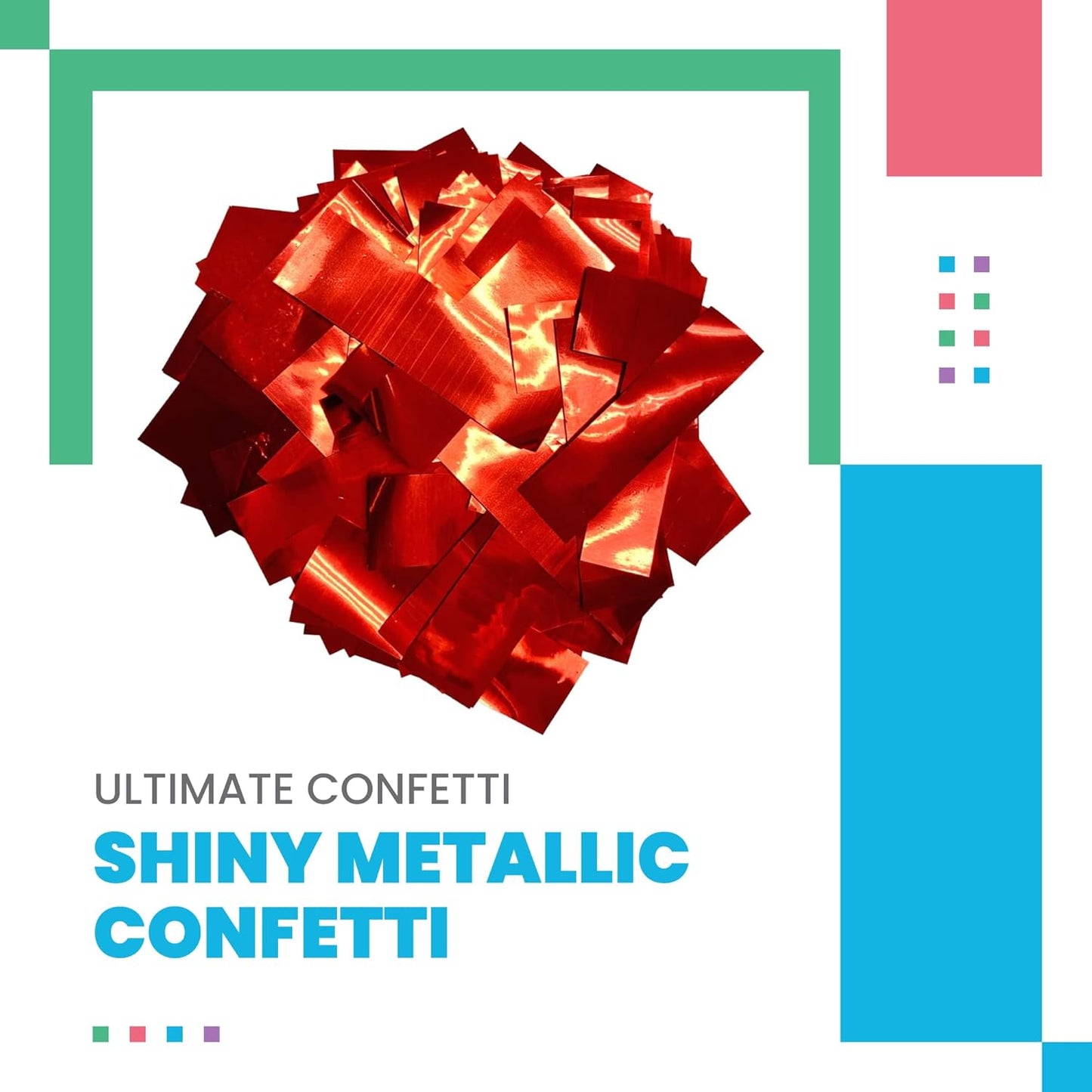 Shiny Metallic Confetti Rectangles, Red Color – Ultimate Confetti Fluttering Foil Paper for Confeti Cannon and Launcher Use, Table Decorations, and More (20 Handfuls per Bag, 1 lb)