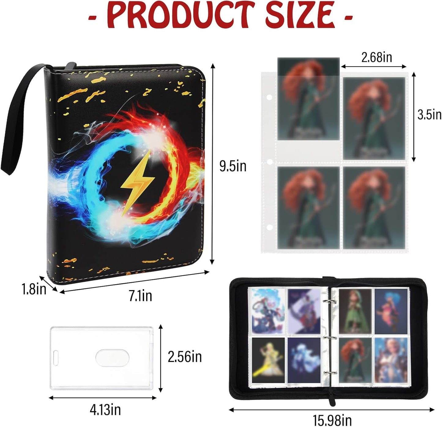 Madrigal Trading Card Binder 4 Pocket,400 Pockets Card Holder with 50 Removable Sleeves,Trading Card Albums for Game Cards,Premium Card Book, Game Cards & Sports Cards Black