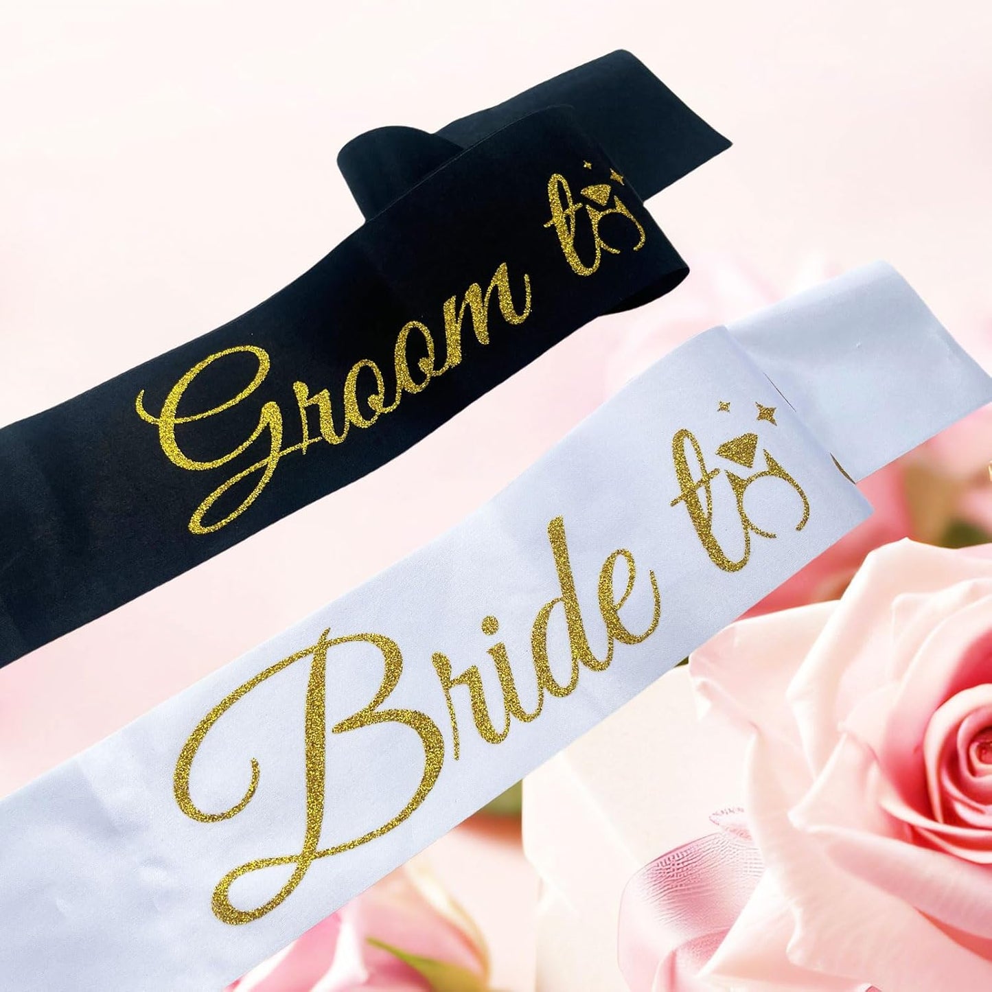 Bride Sash Bachelorette Party Bride and Groom to Be Sash for Bridal Shower Wedding Hen Party Decorations Engagement Gifts,White Gold