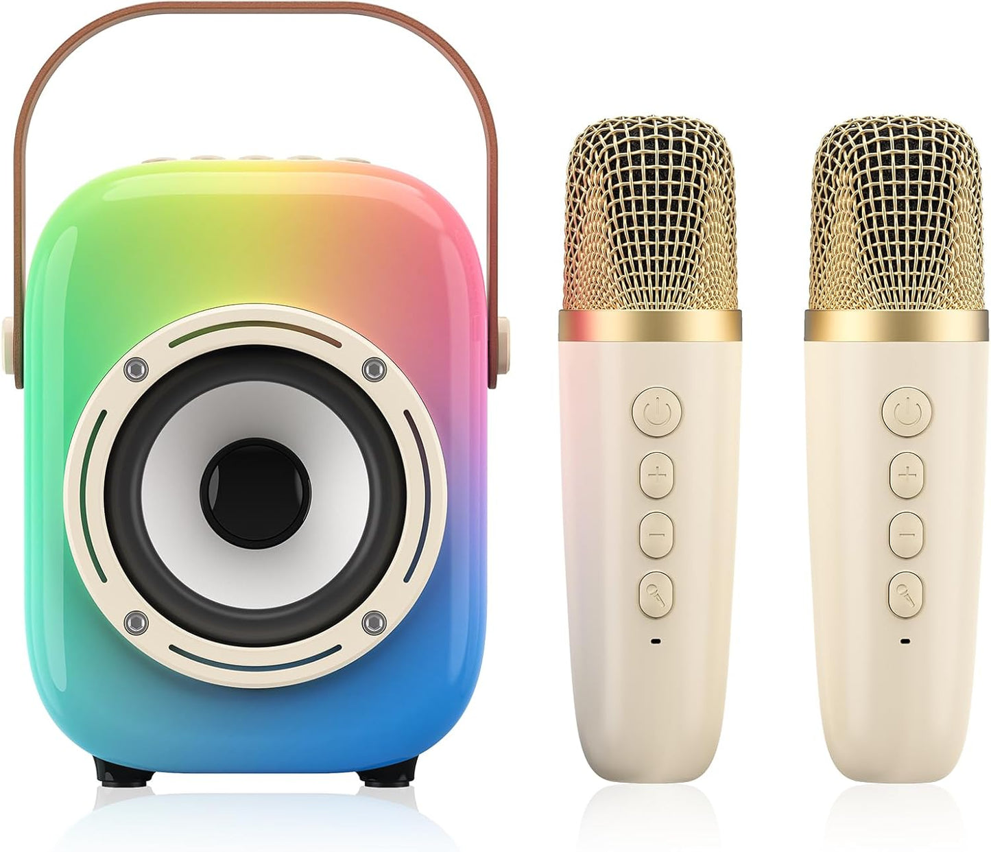 MOYU Mini Karaoke Machine for Kids: Portable Bluetooth Speaker Set with Two Wireless Microphones & Flowing Light Gifts for Girls Boys Toddler Adults Home Party