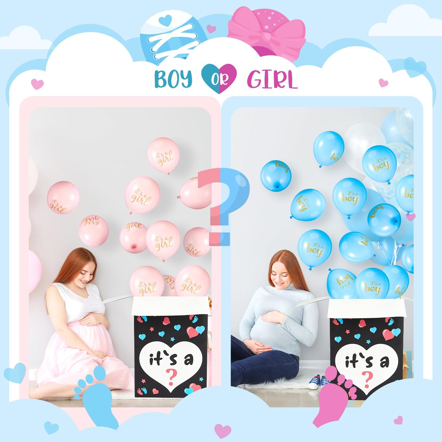 Ireer Gender Reveal Balloon Box with 16 Latex Baby Balloon Release Box Funny Ideas for Gender