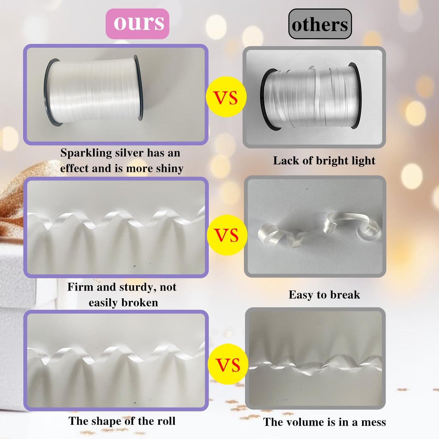 500 Yard Premium White Curling Ribbon for Gift Wrapping, Balloon Ribbon,Party Birthday Wedding