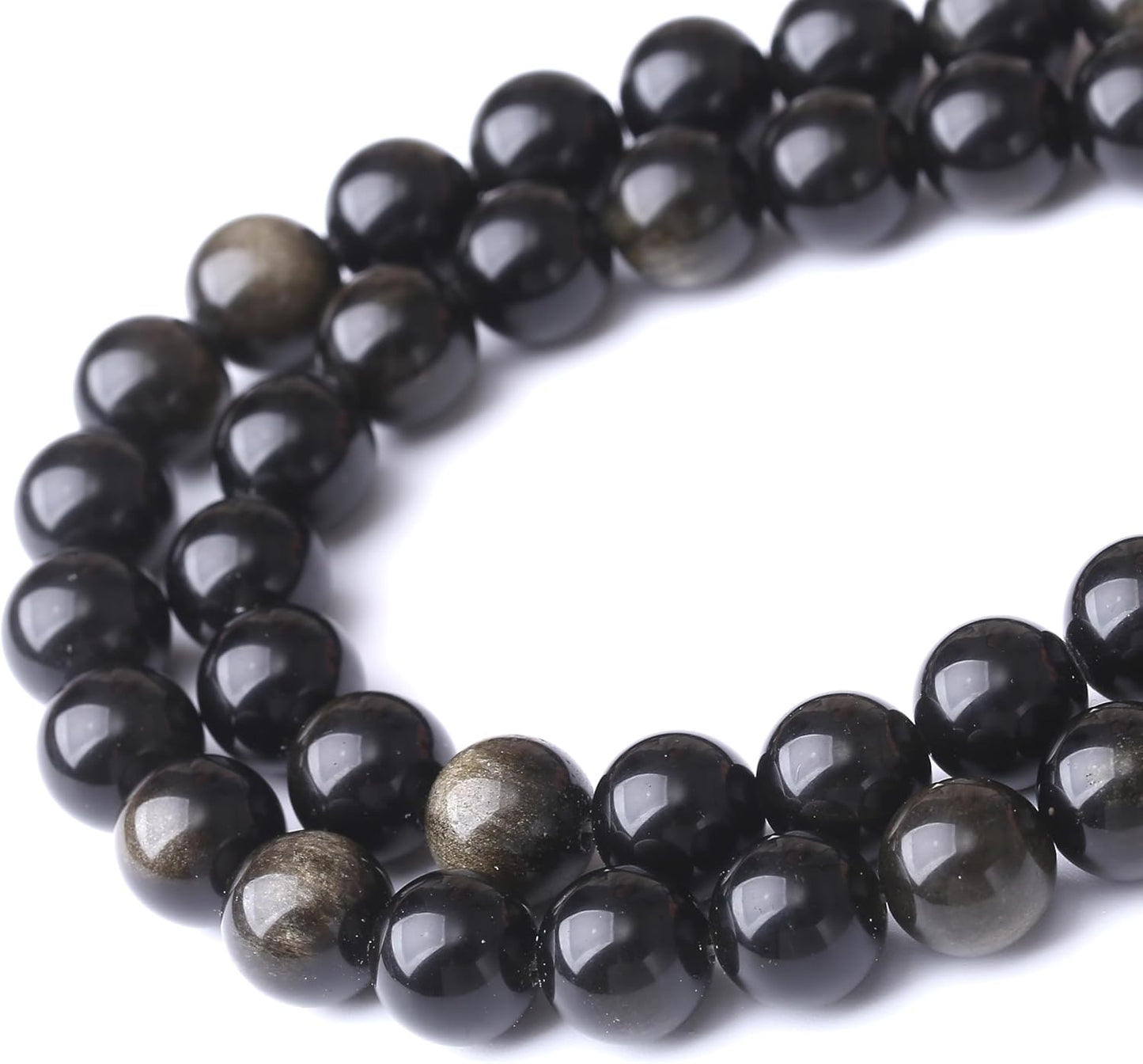 Gold Obsidian Stone Beads for Jewelry Making DIY Craft Gemstone Beads Kit (6mm, 60pcs) Cosmic Crystal Pebbles for Bracelets, Necklaces, Home Decor