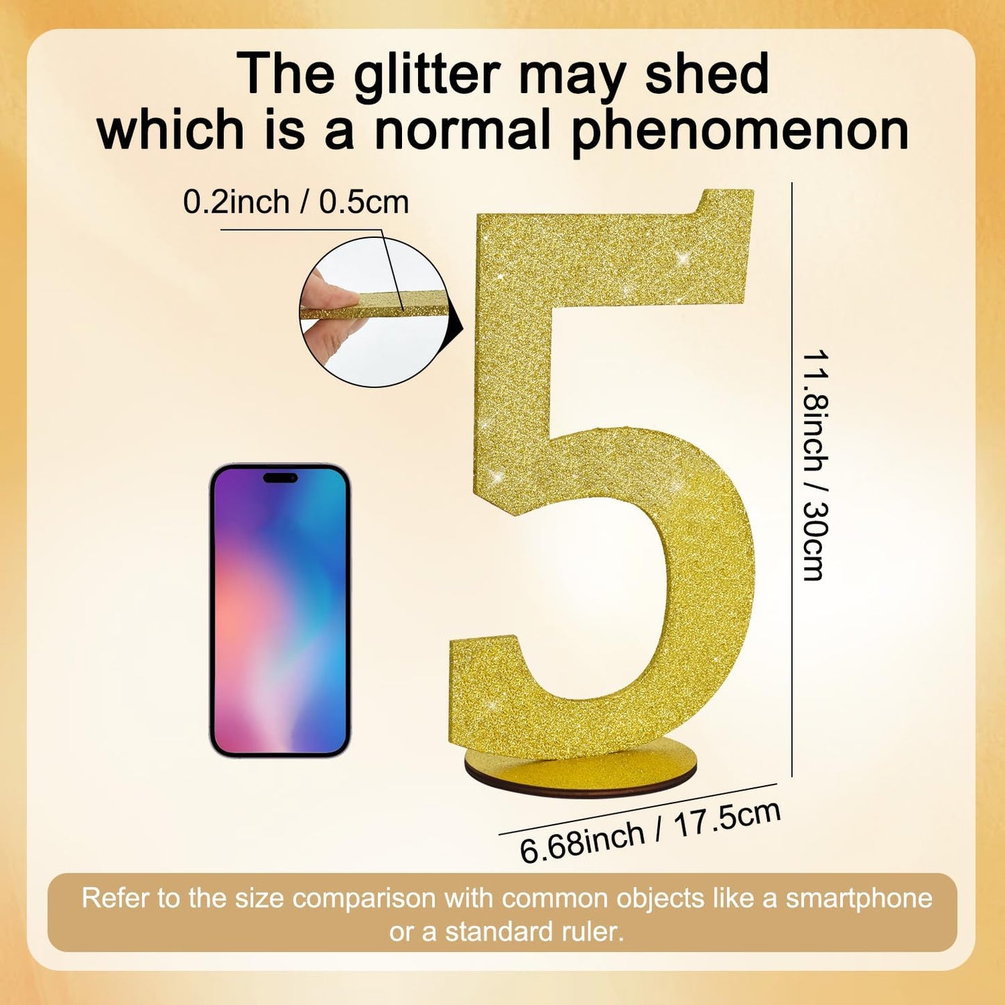 TONIFUL 11.8 Inch Gold Glitter Numbers Table Centerpieces 0-9 Birthday Party Decorations,Shining Gold Digital 5 for Birthday Party,Wedding,Bridal Shower,Engagement,Photo Shoot,Anniversary