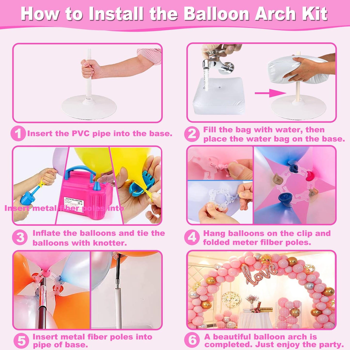 Balloon Arch Kit and Balloon Pump, 9Ft Tall & 10Ft Wide Adjustable Balloon Arch Stand Kit with