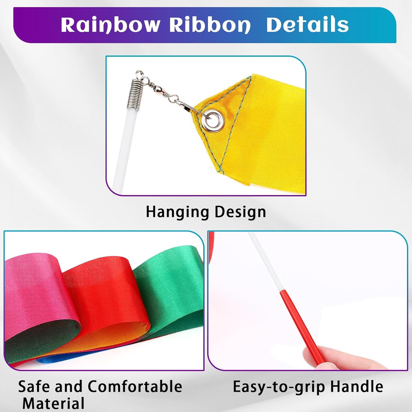 Sratte 30 Pieces Rainbow Dancing Ribbons 78.74 Inches Long Rhythmic Gymnastics Wands Colorful Dance Twirling Streamers for Rainbow Party Favors Party Birthday Gift Gymnastics Equipment