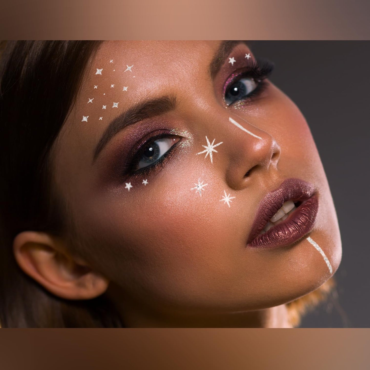 Glitter Freckles, 24PCS Glitter Freckles Face Tattoo, Sparkle Freckles for Women, Waterproof Gold Temporary Face Tattoos Glitter Glow Up Patches Makeup Patches (Silver 2Packs)