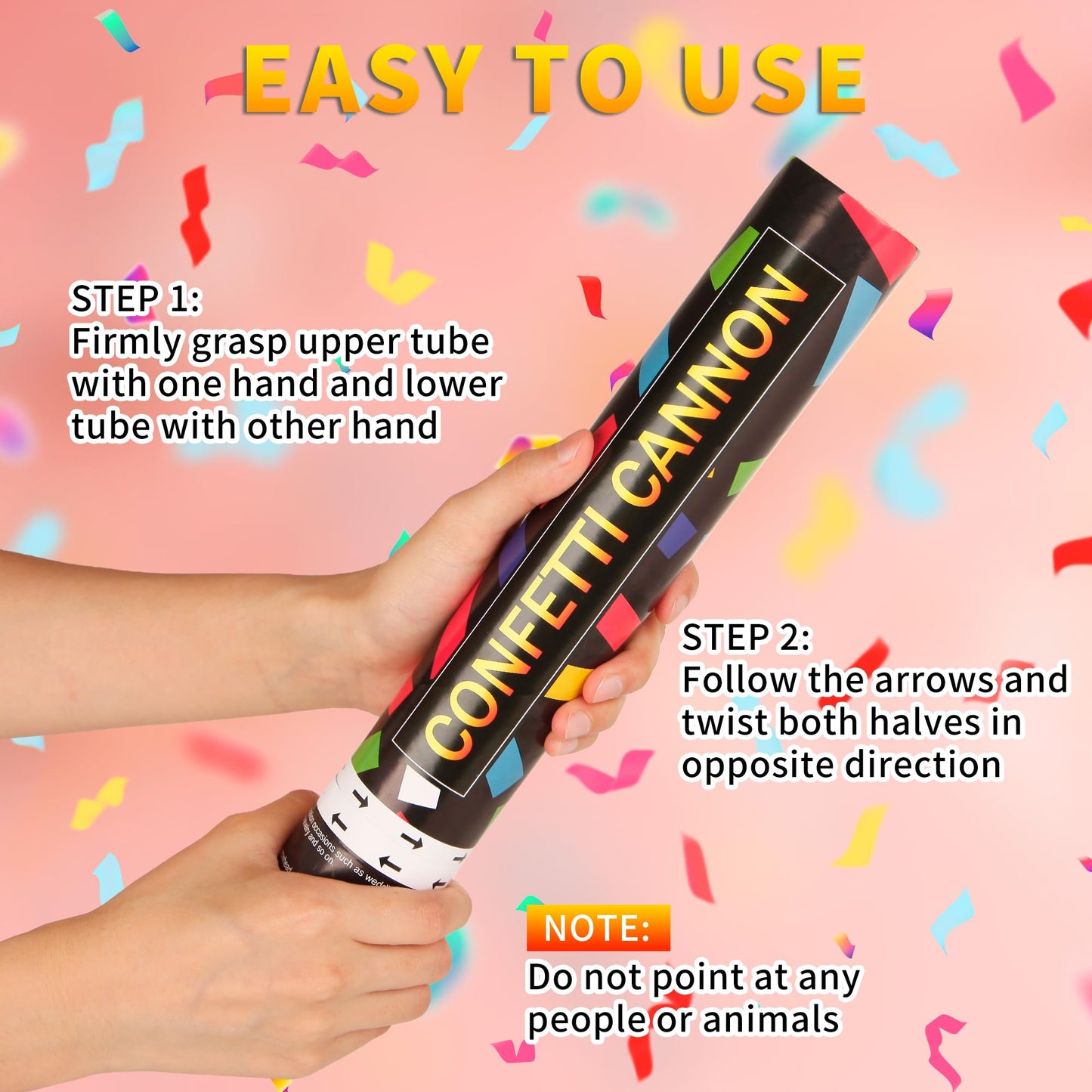 6 Pack 12 Inch Confetti Cannon Multicolor Confetti Popper Party Shooter for Wedding Birthday