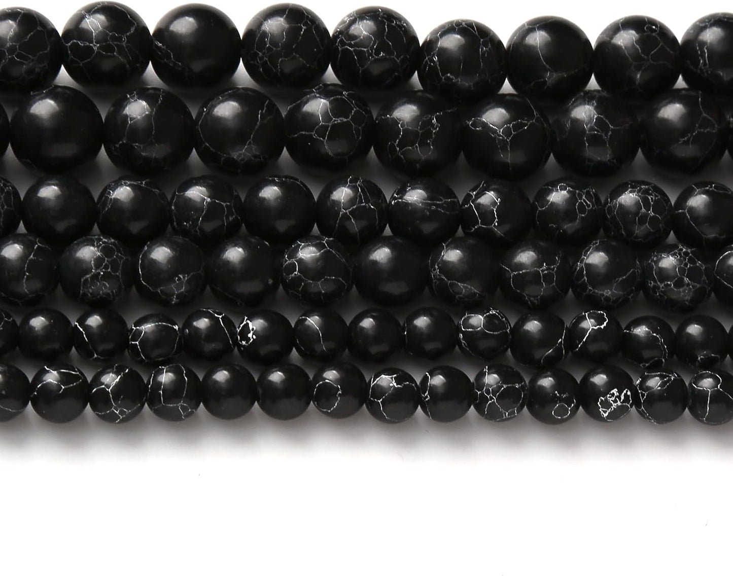 Black Turquoise Stone Beads Gemstone Round Crystal Energy Jade Beads Stone Beads for Jewelry Making DIY Bracelet Necklace Jewelry Making 1 Strand 15.5inch 4MM