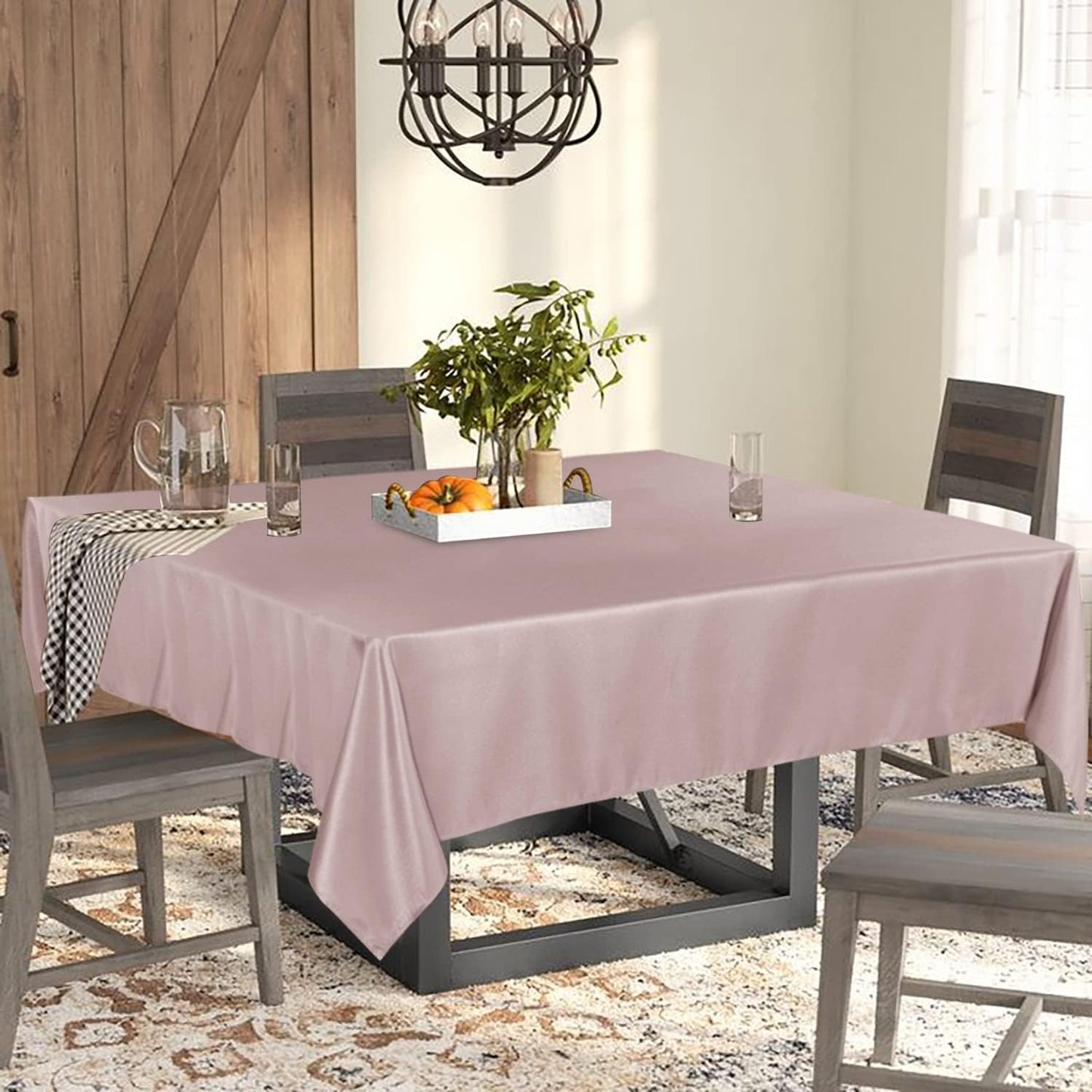 Fitable Rectangle Tablecloth Stain and Wrinkle Resistant Washable Polyester Table Cloth for Buffet Parties and Camping (60x102 inch, Blush)