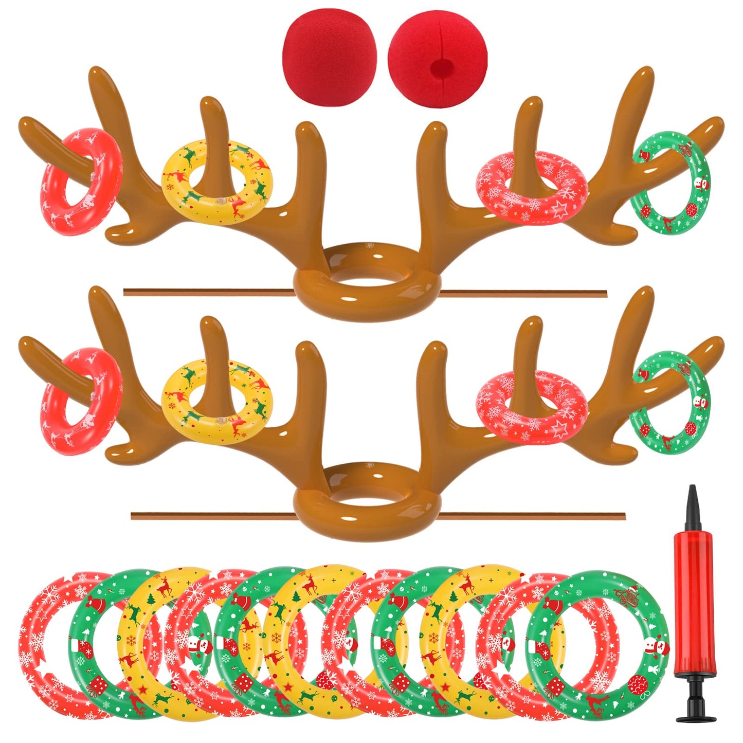 Christmas Games Decorations, Inflatable Reindeer Antler Ring Toss Game, Stocking Stuffers for Men