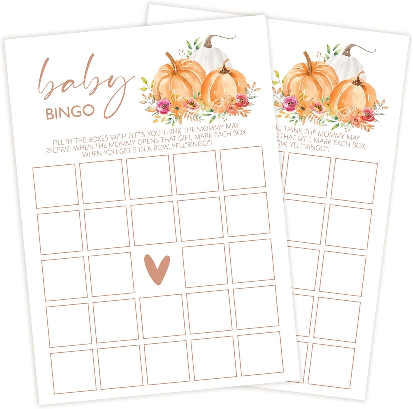 Baby Shower Games: Thanksgiving Bingo, Gender Reveal Party Decorations - 25 Sets