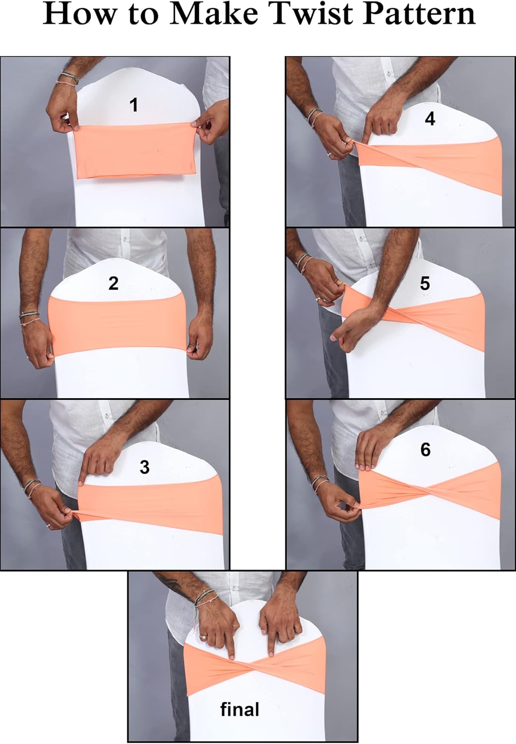 VDS Pack of 125 PCS | Terracotta | Spandex Chair Sashes Bows Without Buckle | Stretch Elastic Banquet Universal Folding Chair Band Tie with for Wedding Party Conference Celebration Event Decoration