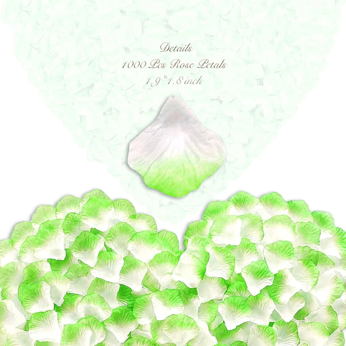 1000 Pieces Artificial Silk Rose Petals Flower Decoration Wedding Party (Green Plus White)
