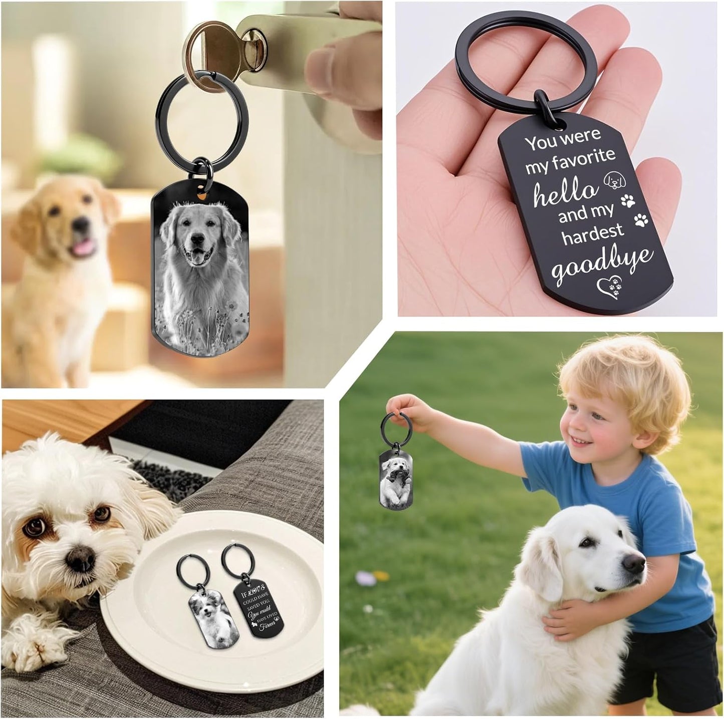 Custom Dog Memorial Photo Keychain Personalized Sympathy Gifts for Loss of Dog Memorial Passing Away Gifts for Dog Cat Lovers (01-Black)