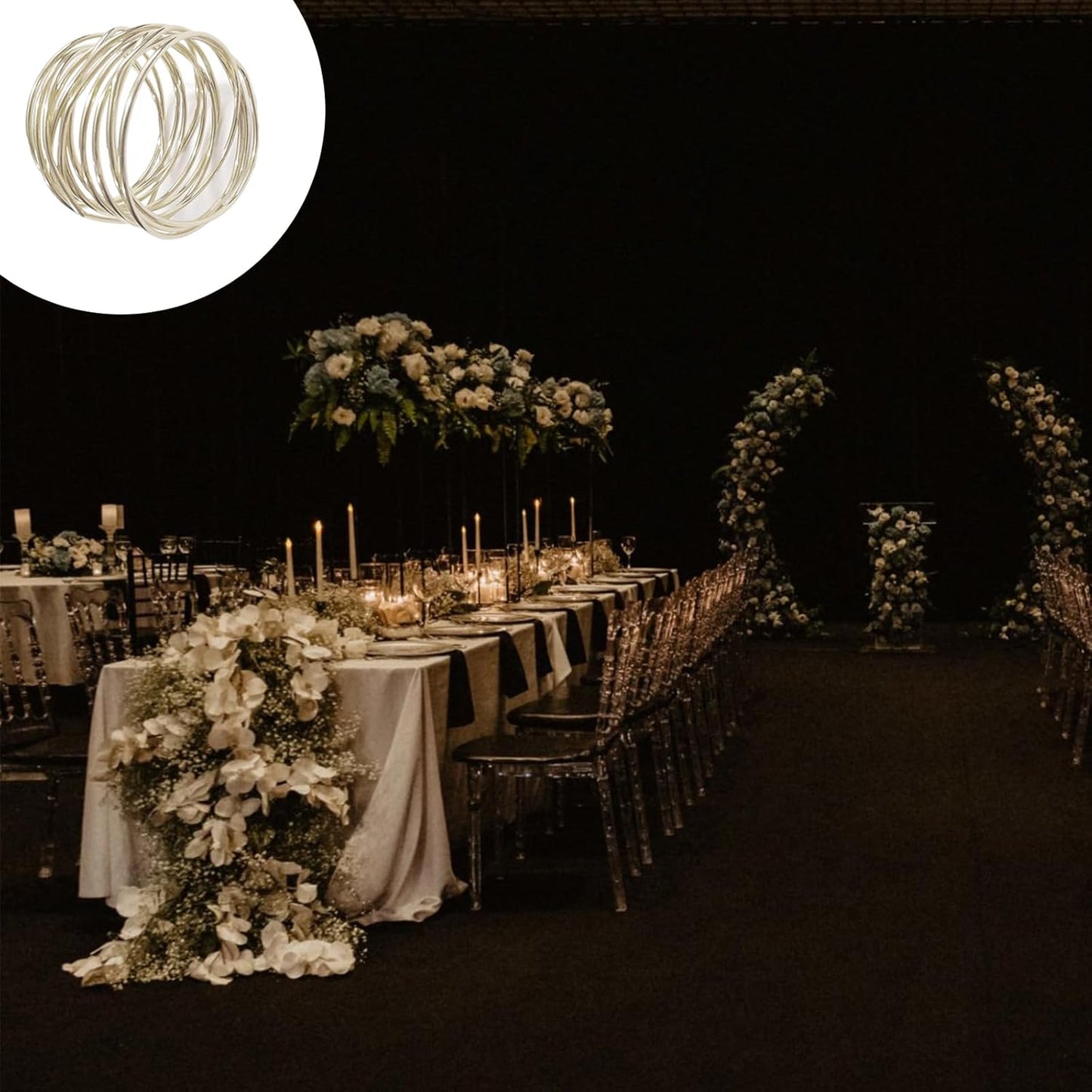 Silver Napkin Rings - 6 PCS Metal Napkin Rings(Twisted Wire) Napkin Holders Buckles for Family Dinner, Wedding, Party,Table Decorations