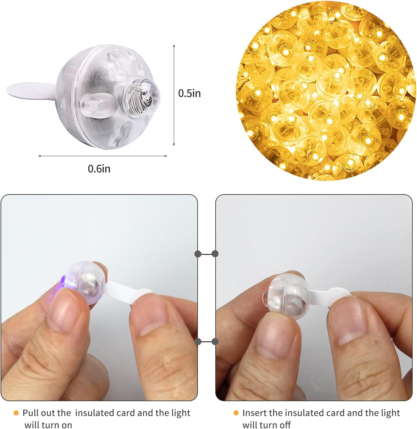 Aogist 50Pcs Balloon Lights with Hook,Long Standby Time,Waterproof Mini Light for Birthday Party Wedding Christmas Halloween Easter Decorative(Flash, Warm White)