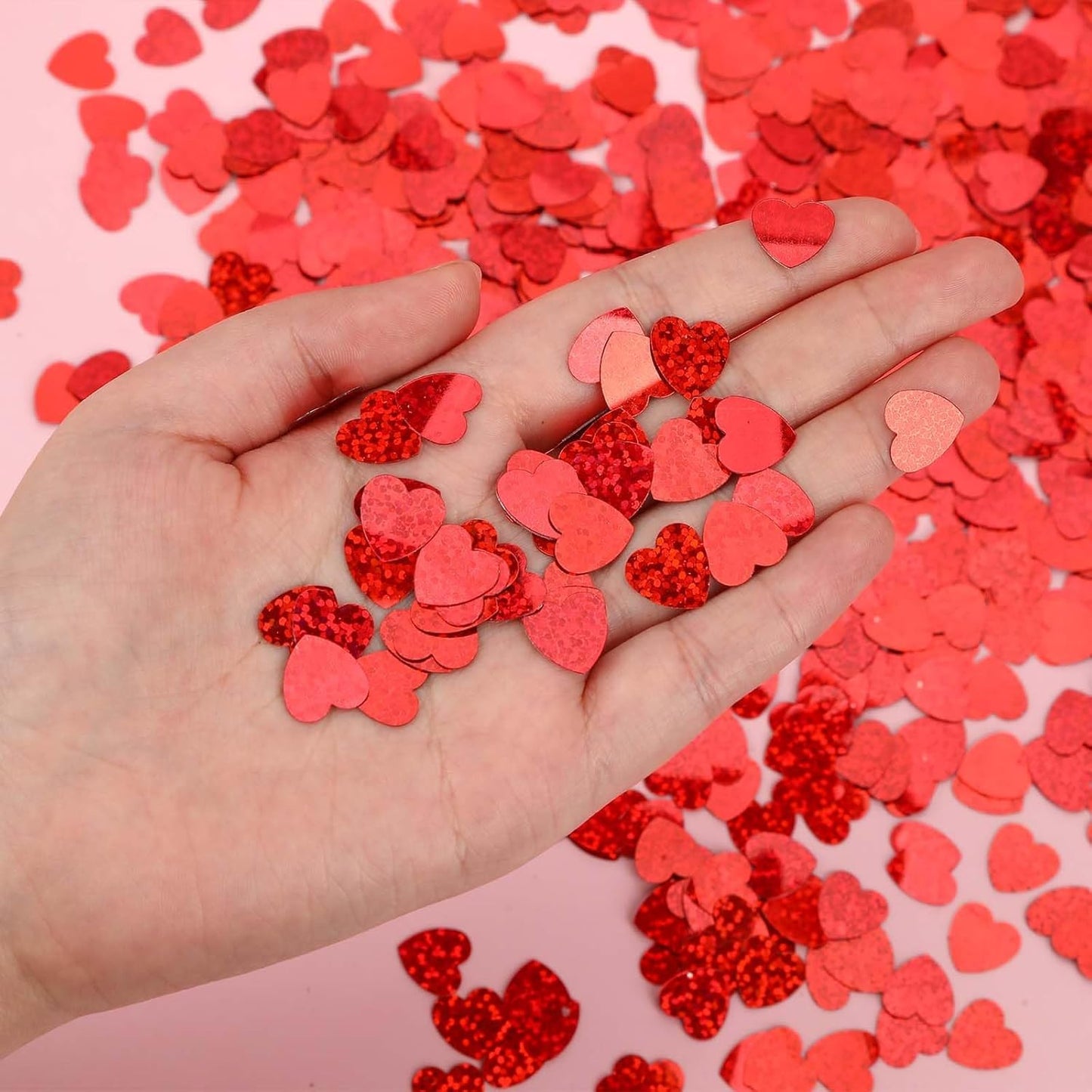 MARFOREVER Red Hearts Confetti - Valentines Day Glitter Heart Table Decorations for Wedding, Bridal Shower, Birthday & Engagement Parties