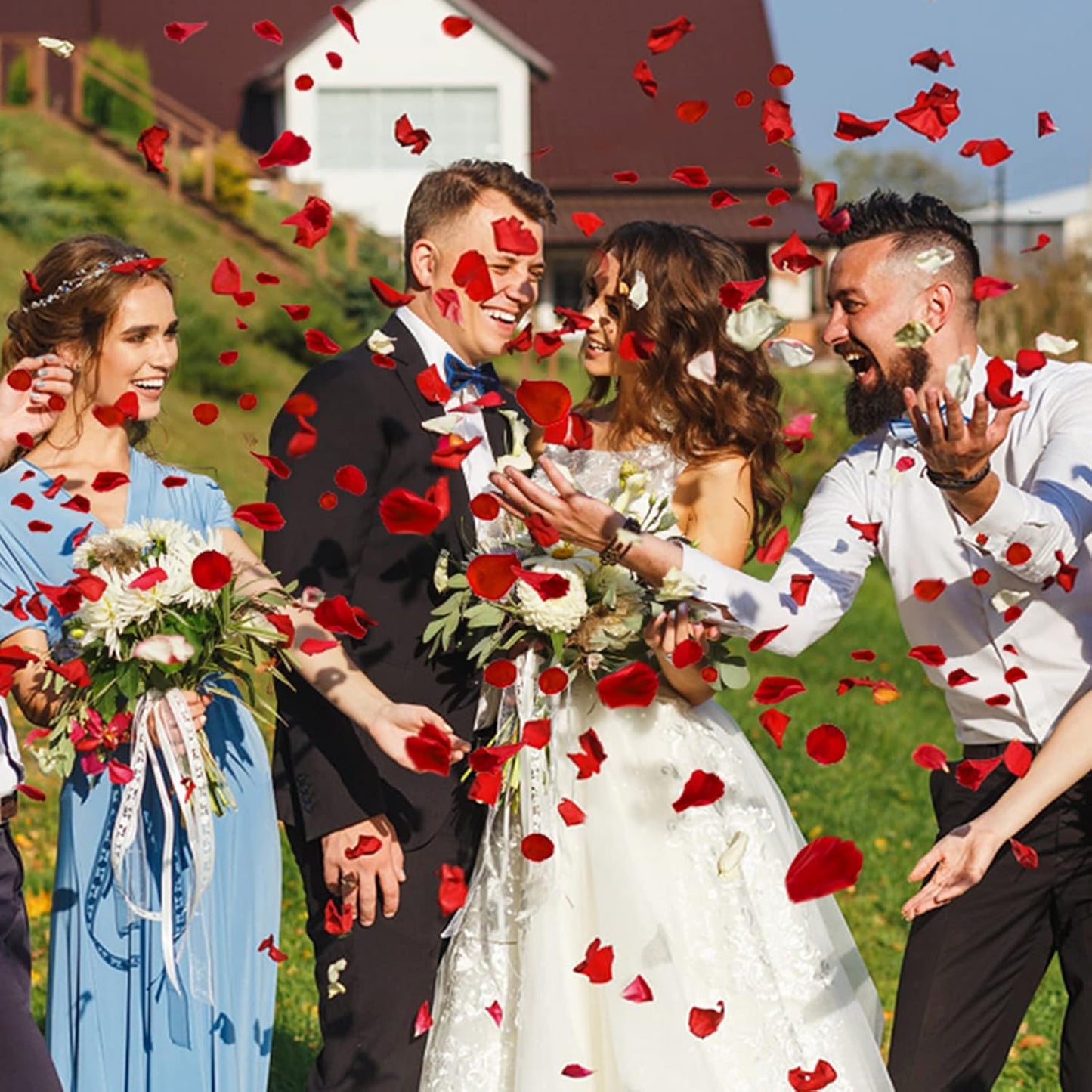 Ouddy Decor 5000 Pcs Rose Petals Artificial Flower for Valentine's Wedding Decor Romantic Night Event Anniversary Shower Engagement Party Home Decorations, Red