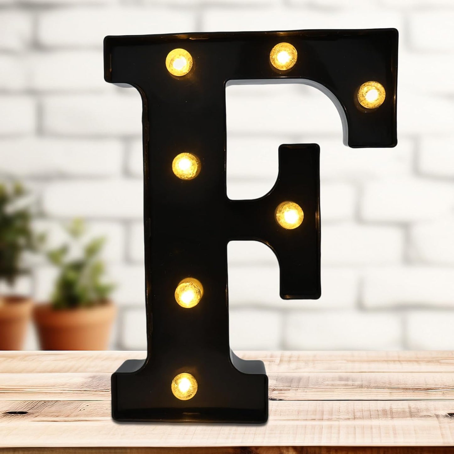 Led Marquee Letters, 8.58 Inch Black Light Up Letters, Small Led Letter Lights, Battery Powered Lighted Letterfor Table, Party, Birthday, Christmas Decor (Black, Letter F)