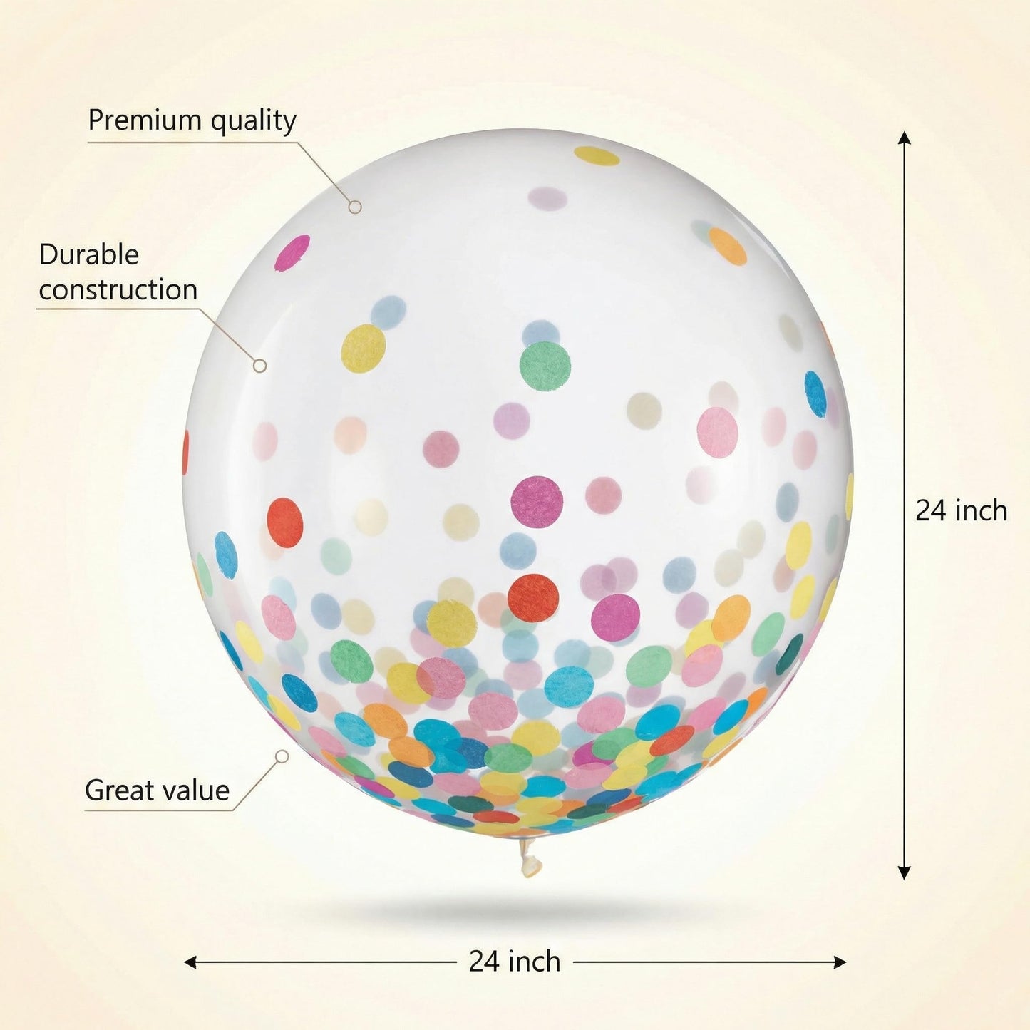 Party Solids Colorful Confetti Balloons Large Balloons 24 Inch Latex Pack of 2 – Colorful Glitter