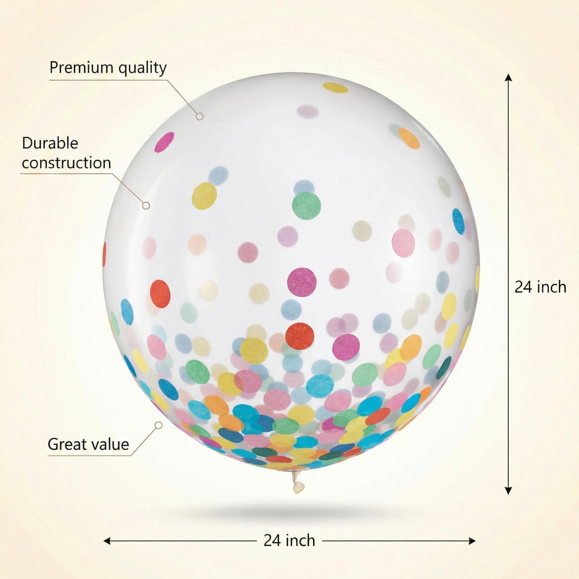 Party Solids Colorful Confetti Balloons Large Balloons 24 Inch Latex Pack of 2 – Colorful Glitter