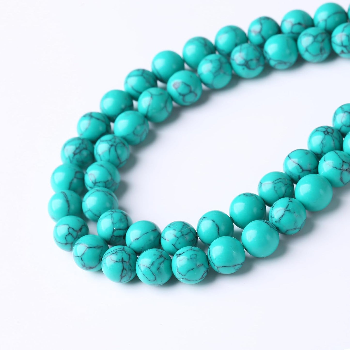 Turquoise Stone Beads Gemstone Round Crystal Energy Jade Beads Stone Beads for Jewelry Making DIY Bracelet Necklace Jewelry Making 1 Strand 15.5inch 35PCS 10MM