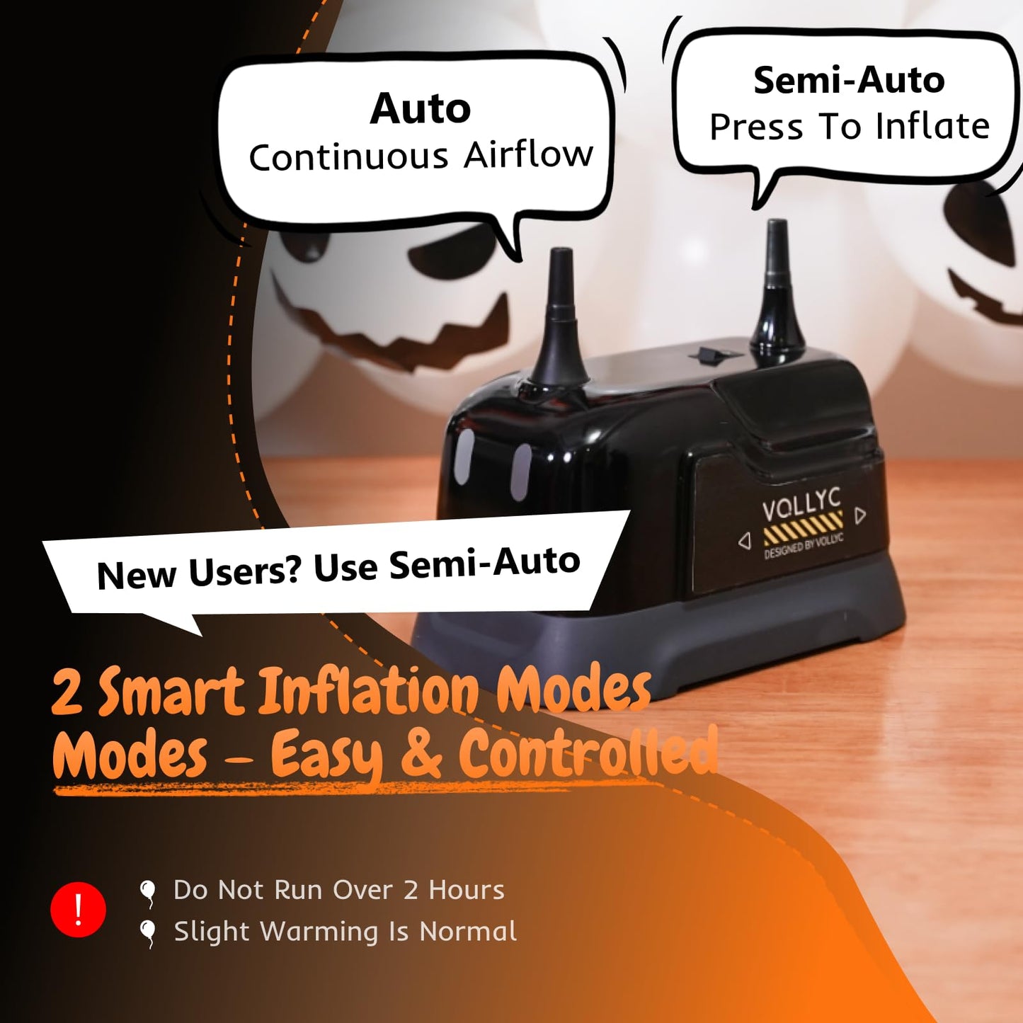 VOLLYC Balloon Pump Electric, Dual Nozzle Balloon Inflator Air Pump, Fast & Easy Inflation for