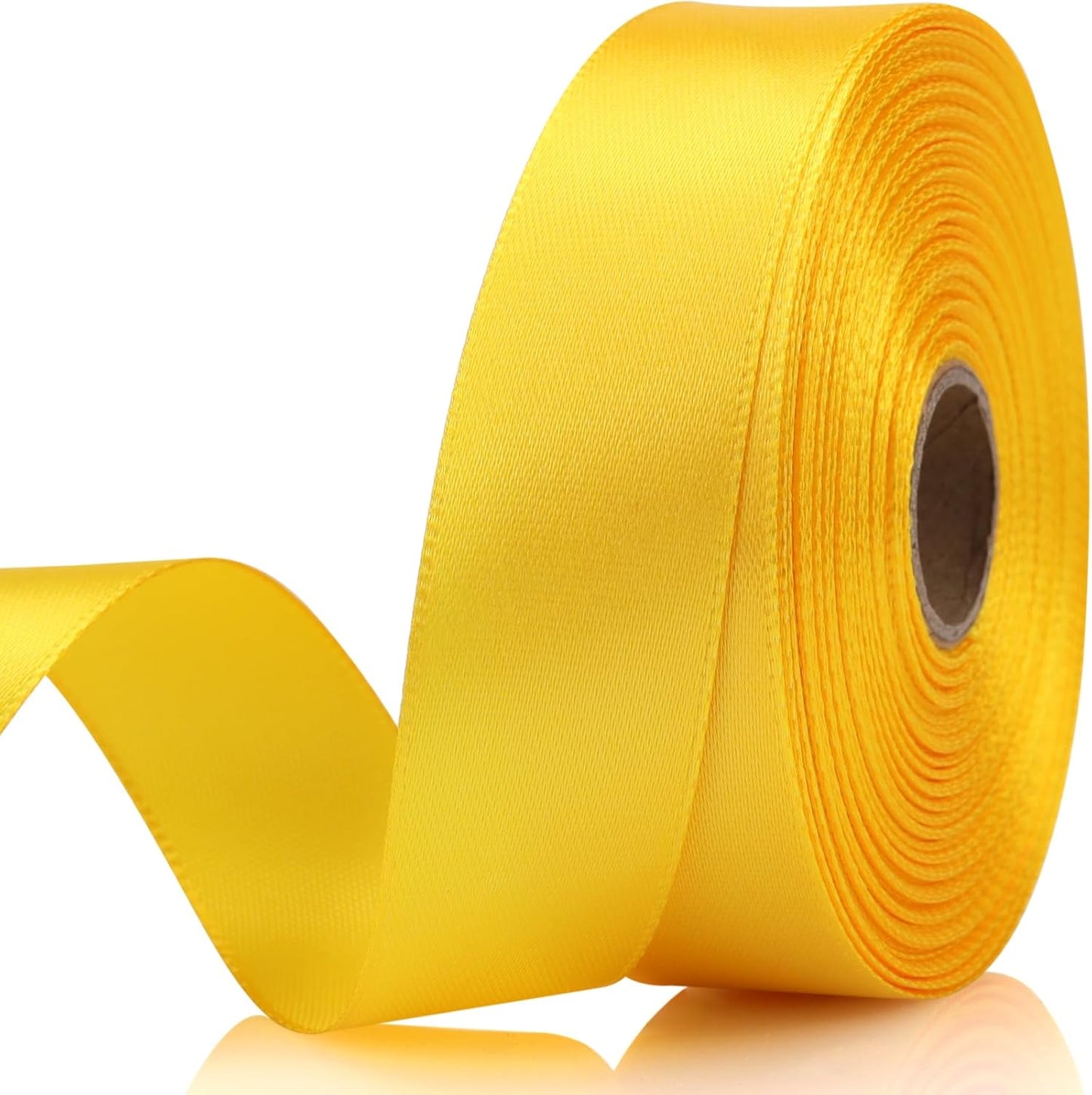 Yellow Ribbon 7/8 Inch 30 Yards Satin Craft Ribbon-Single Face Polyester Ribbon for Handmade Roses,Gift Wrapping,Timeless Flower,Bouquets,Wedding and Party Decoration