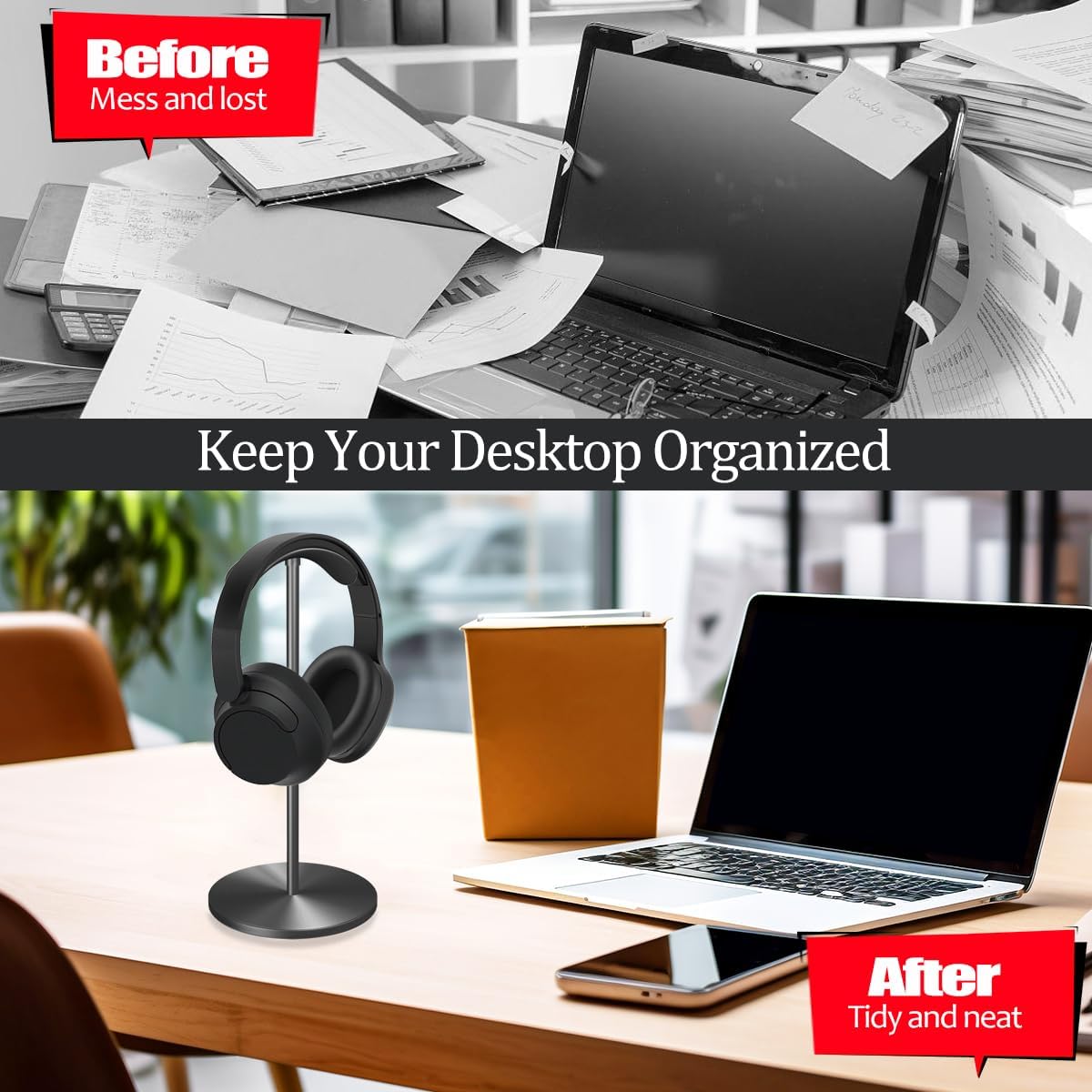 Headphone for Desk Hanger Holder Organizer Keeper Racks Storage Mount Gaming Headset Stand Premium Functional Craftmanship Headset Stand (Metal)