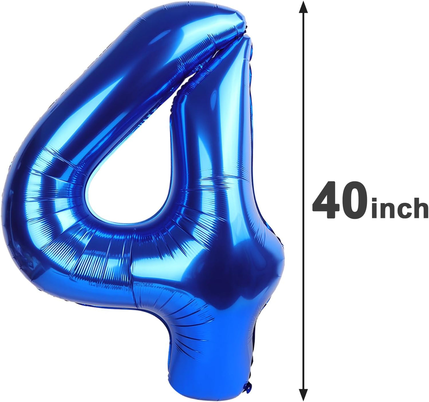 Jumbo Mylar Navy Blue 4 Number Balloon 40 Inch, Big Number 4 Balloons Birthday Decorations, 4th Four 4 14 40 44 64 Year Old Birthday Party, Large Size Digit Numbers Balloon Supplies