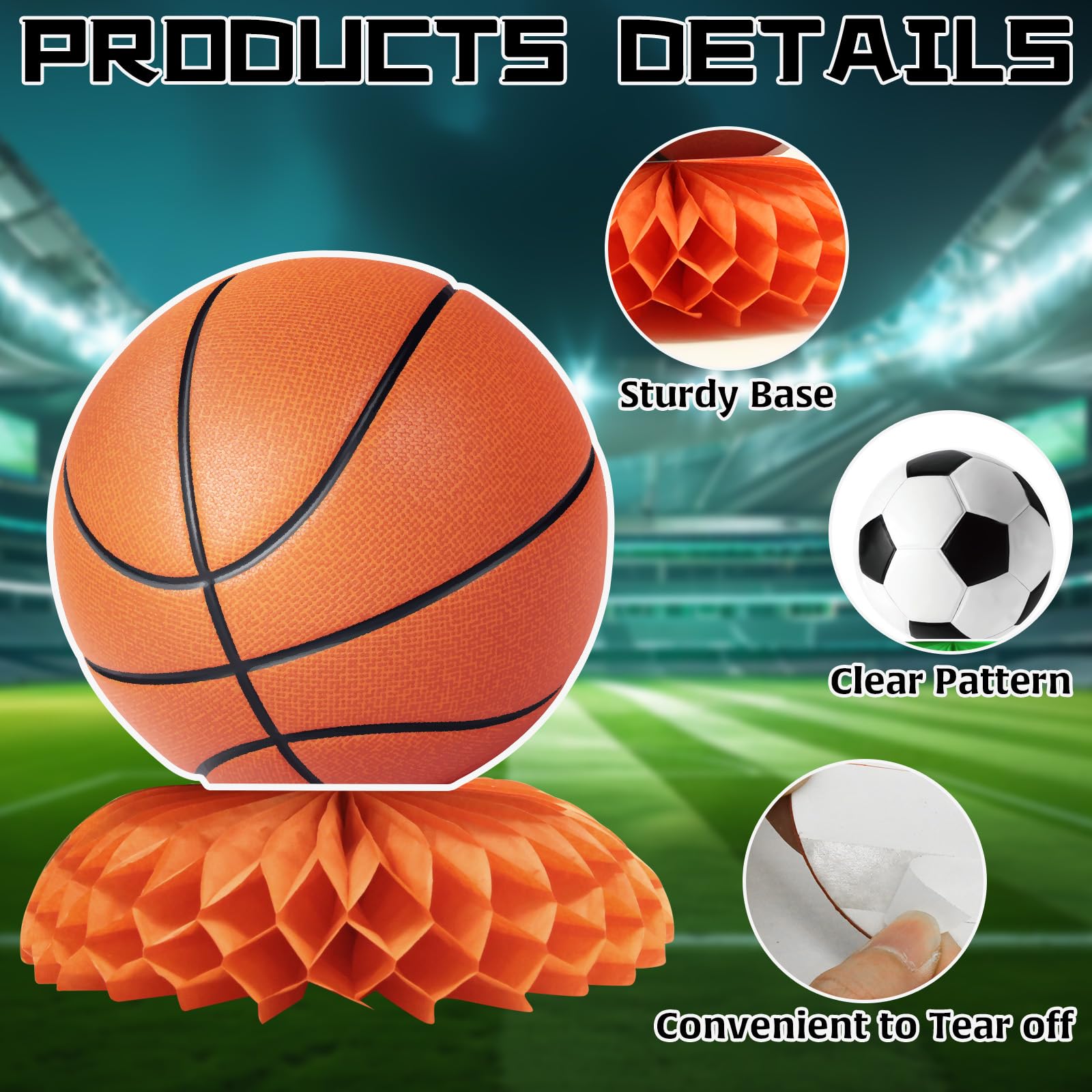 12Pcs Sports Birthday Party Decorations, Sports Theme Party Supplies Sports Party Decor, Sports