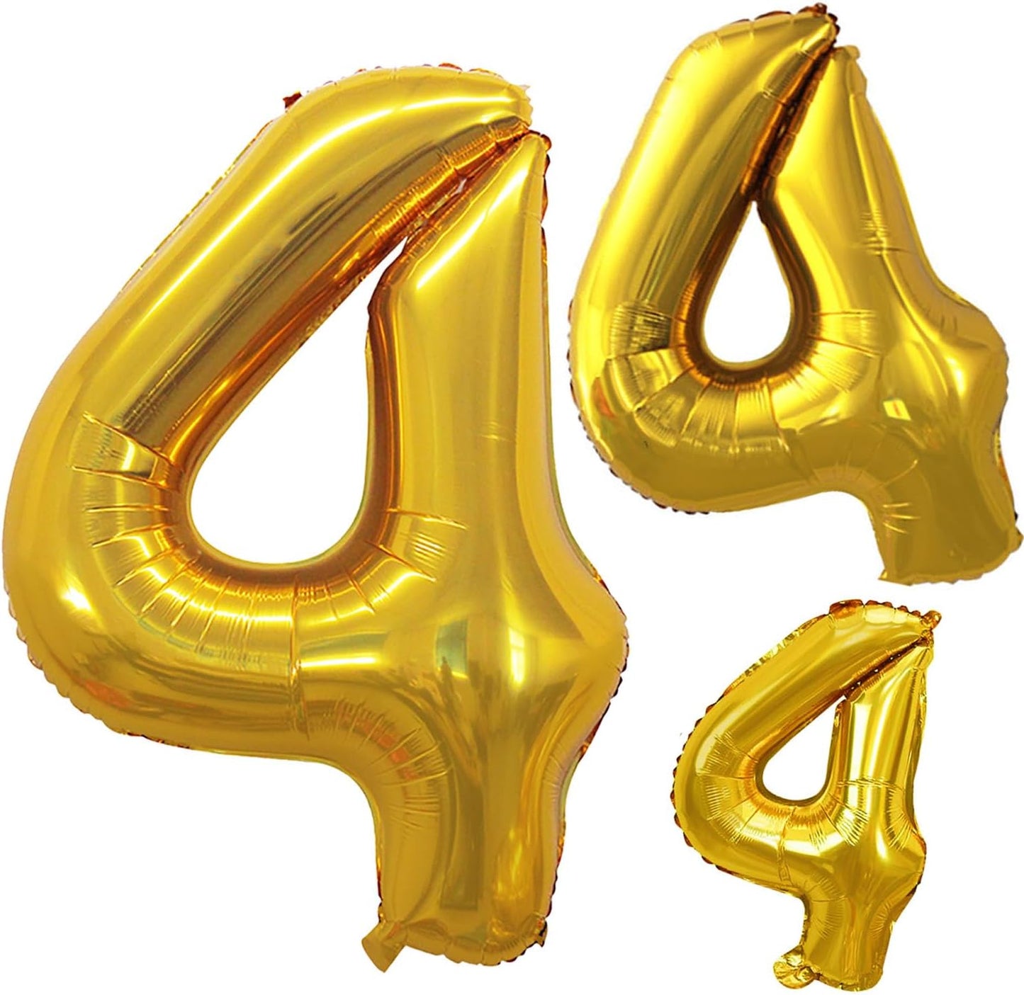 GOER Gold Foil Balloons Number 4,Huge Number Balloons for 4th 44th Birthday Party Supplies Anniversary Decorations(3 pcs,42 inch,32 inch,16inch)