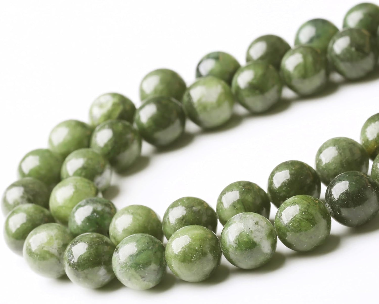 Matcha Green Jade Stone Beads Gemstone Round Crystal Energy Jade Beads Stone Beads for Jewelry Making DIY Bracelet Necklace Jewelry Making 1 Strand 15.5inch 4MM