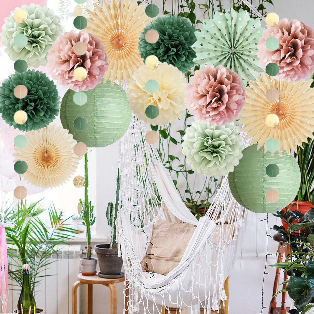 Sage Green and Dusty Pink Party Decorations Retro Olive Sage Green and Dusty Rose Party Decorations