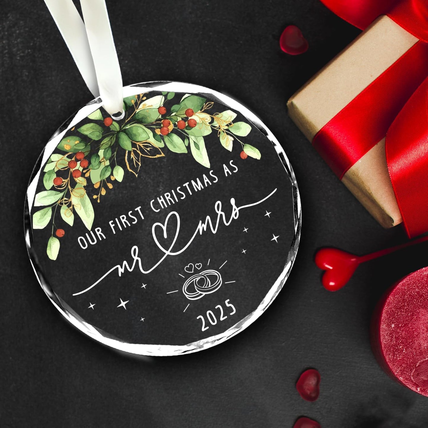 NewEleven Wedding Gifts for Couples 2025 - Mr and Mrs, Just Married Gifts for Couple, Newlywed - Wedding Ornament, Meaningful Gift from Friend, Family - Christmas Ornament