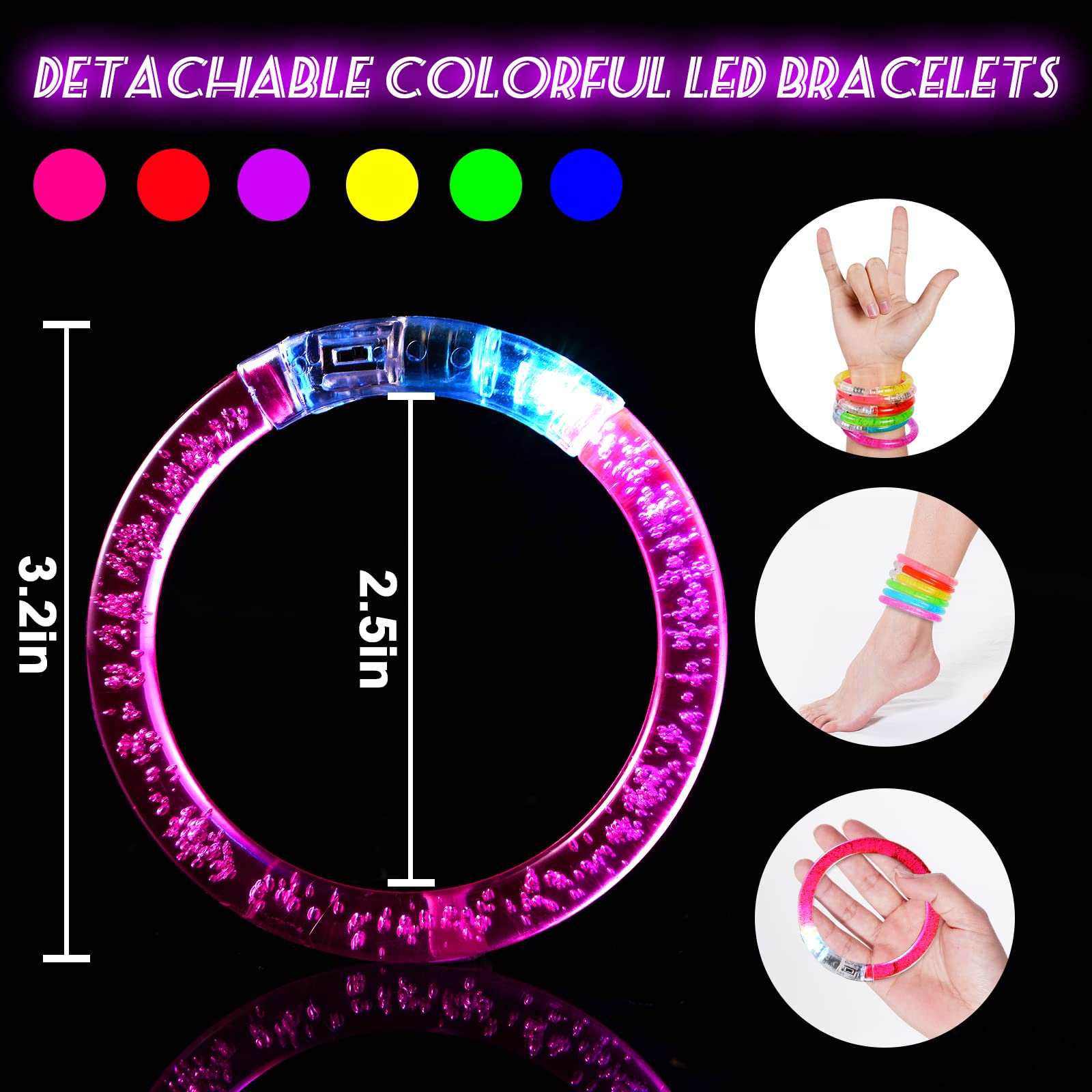 Mikulala 24Pcs Glow in the Dark Party Supplies for Kids/Adults, Flashing Light up Toys LED