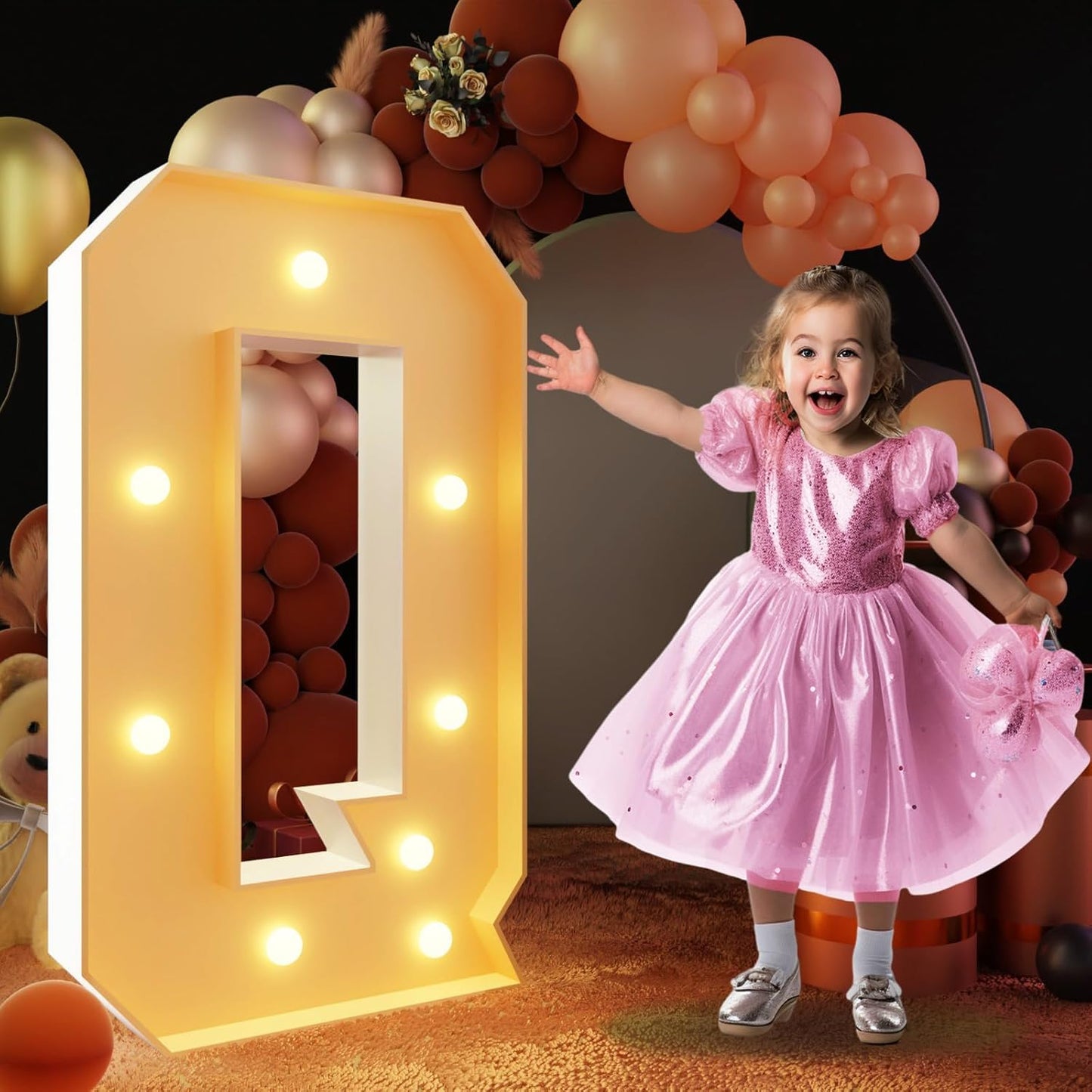 imprsv 3FT Block Marquee Letters, Light Up Letters for Birthday, Baby Shower, Wedding & Engagement Parties, Q