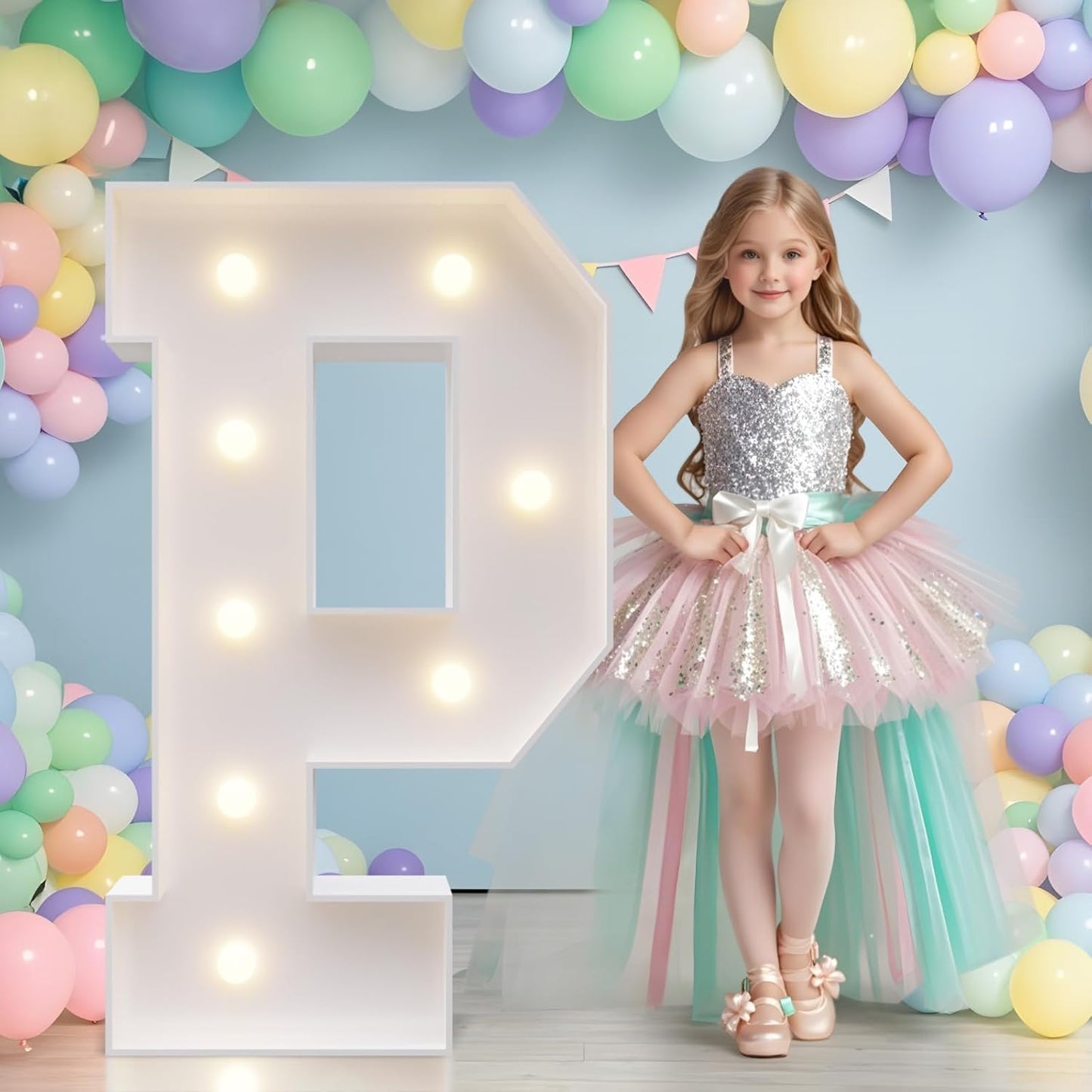 JoyMuse Marquee Letters 3 Feet Tall, Light Up Letters 3FT with Lights, Large Letters for Party, Letter P Light Up Letters for Baby Shower Wedding Proposal Graduation Birthday Decorations