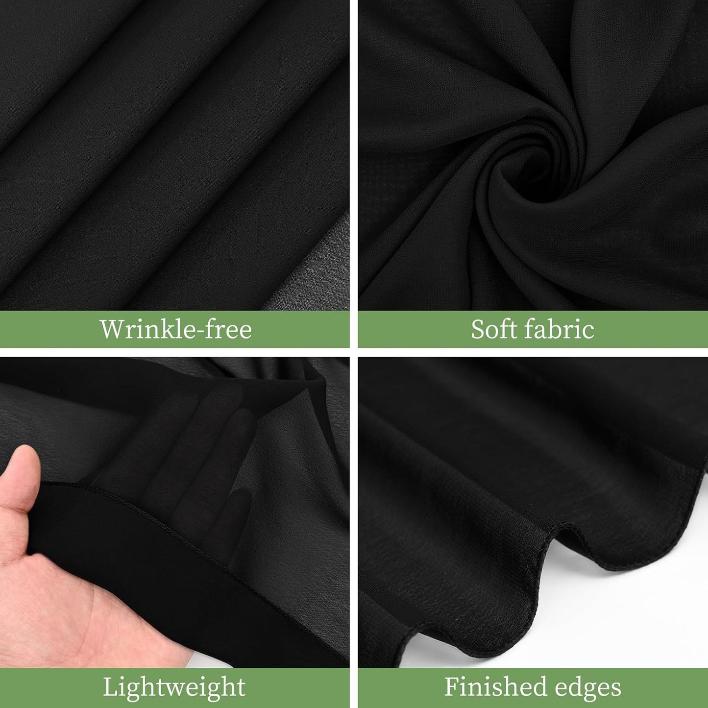 6 Panels Black Wedding Ceiling Drapes 5ftx30ft Ceiling Drapes Chiffon Fabric Arch Draping Sheer Curtains Soft Drapery Draping Wedding Ceiling Decorations for Party Ceremony Stage Swag