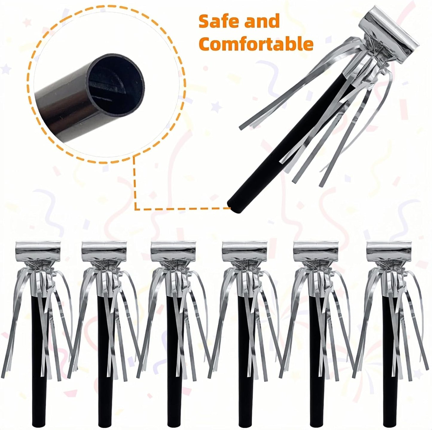 48 Pieces Party Squawkers Christmas Party Blowers Noise Makers for New Year Party Favor Supplies, Silver, Gold