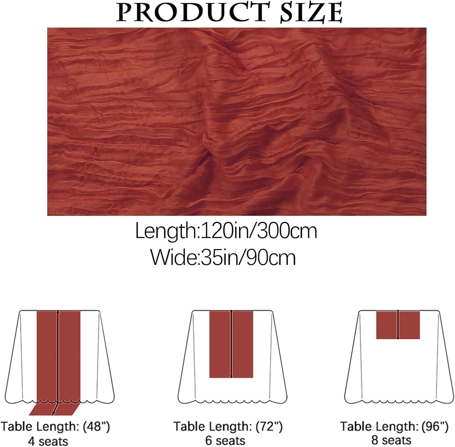 4 Pack Terracotta Cheesecloth Table Runner 35x120 Inch Boho Gauze Fabric Cheese Cloth Table Runner 10Ft Rustic Romantic Sheer Table Runners for Wedding Party Bridal Baby Shower Long Table Decoration