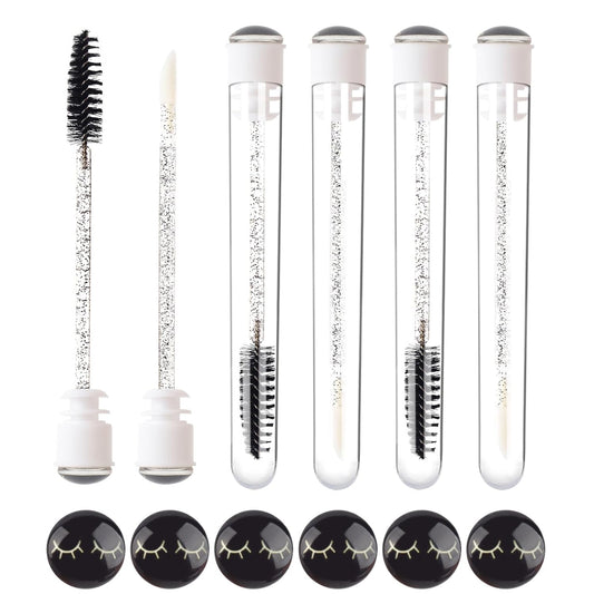 48 Pieces Disposable Mascara Wands Set,Include 24 pcs Disposable Crystal Lash Spoolies Brush and 24 Pieces Reusable Diamond keychain Empty Eyelash Brush Tubes for Women Girls Makeup Brush Kit