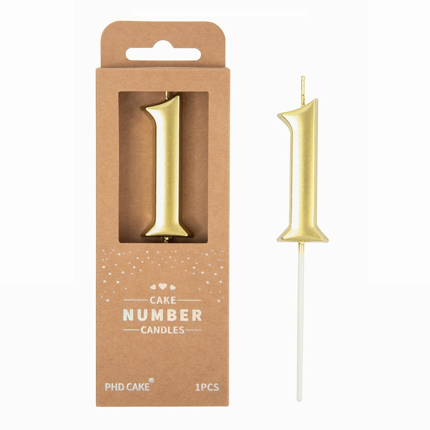 PHD CAKE 2.76 Inch Elegant Gold 1 Number Birthday Candles, Gold Number Candles, Cake Number