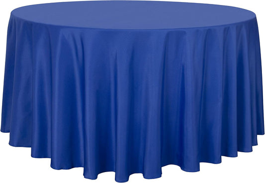 sancua Round Tablecloth - 120 Inch - Water Resistant Spill Proof Washable Polyester Table Cloth Decorative Fabric Table Cover for Dining Tables, Buffet Parties and Camping, Blue