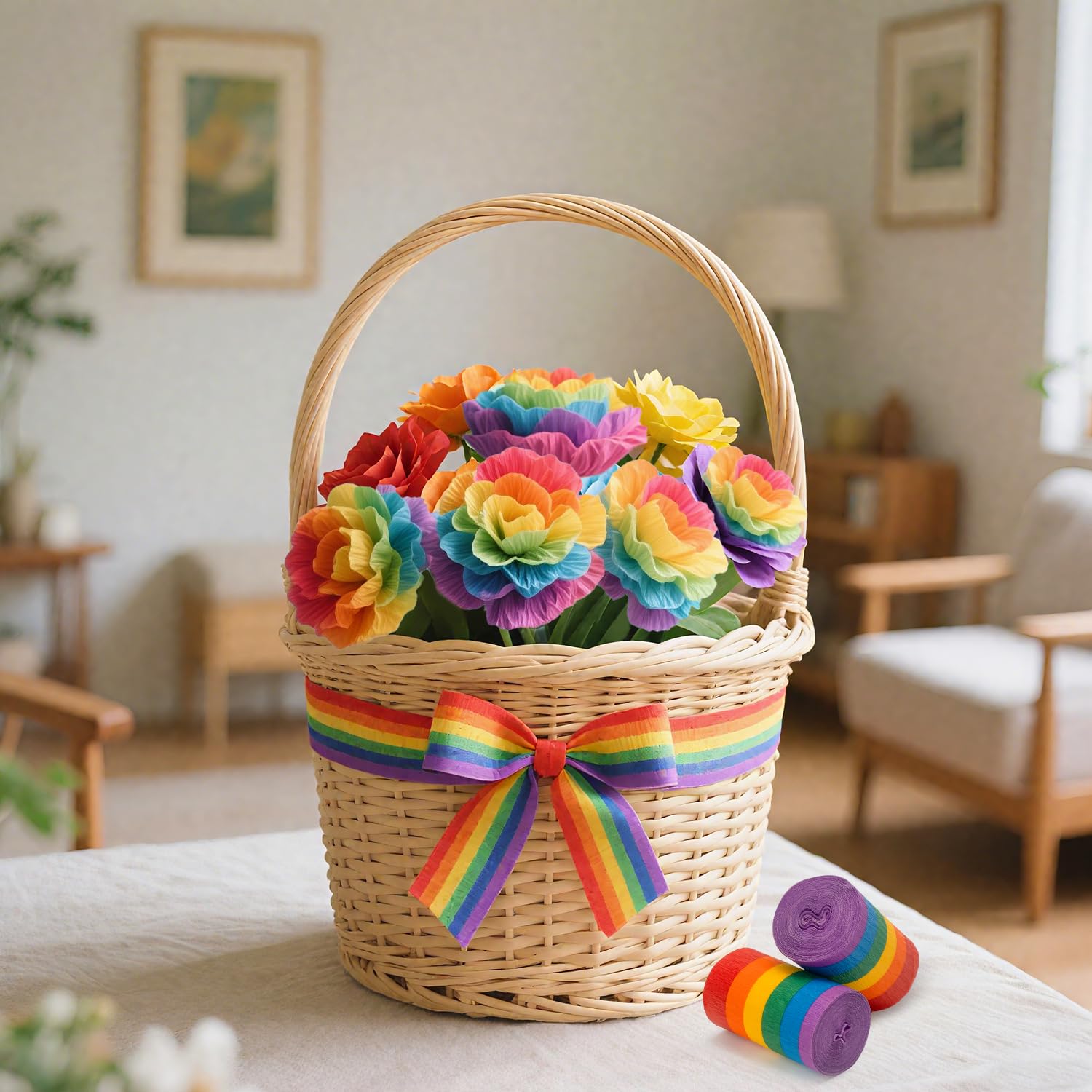 PIGETALE 6 Rolls Rainbow Party Streamers Crepe Paper DIY Art Crafts