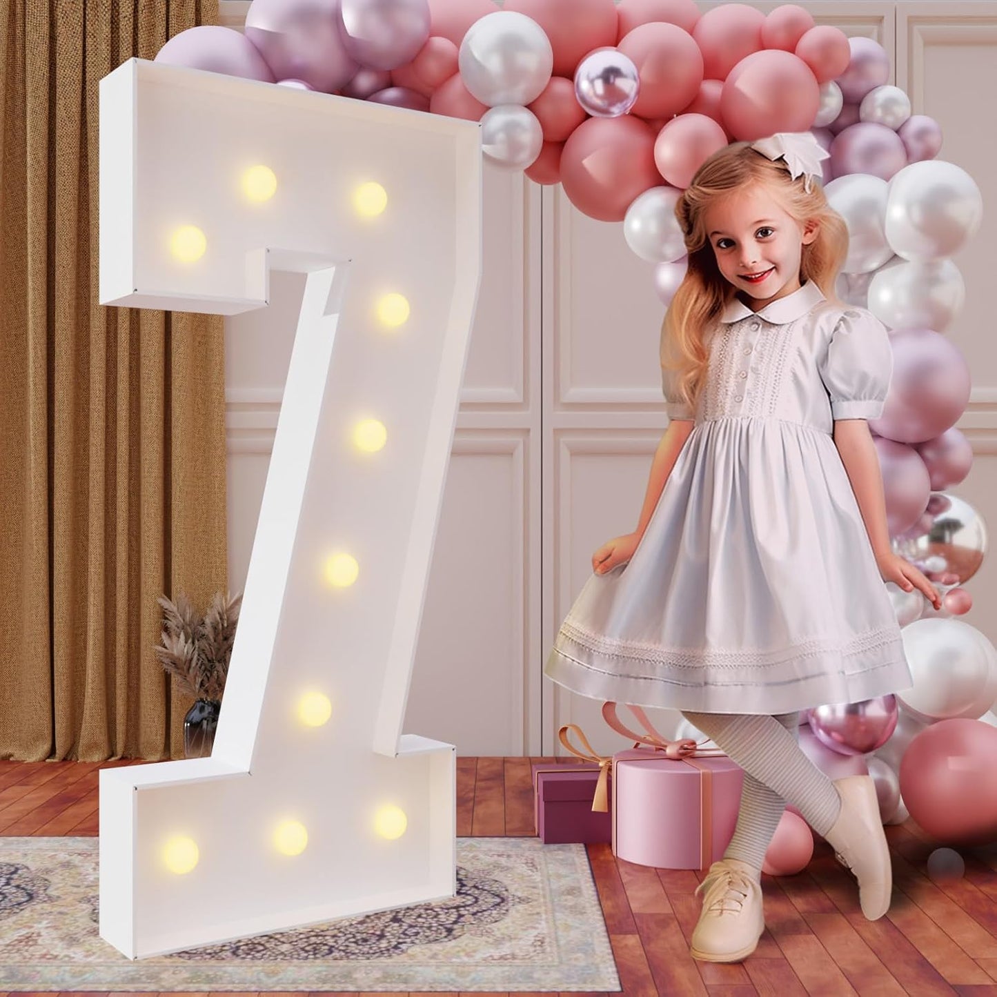 imprsv 4FT Marquee Numbers,DIY Light Up Numbers for 7th Birthday Decorations, Party Party Decorations,Anniversary Party Decor,Mosaic Number for Balloons Number 7,Pre-Cut Foam Board Kit